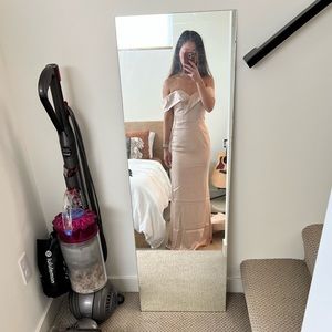 BRAND NEW Revelry Bardot Satin Dress GOLD CHAMPAGNE size 0 PETITE